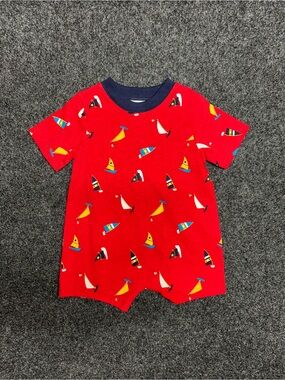 Vintage Okie Dokie sailboat romper rainbow tag baby 90s nautical coastal beach